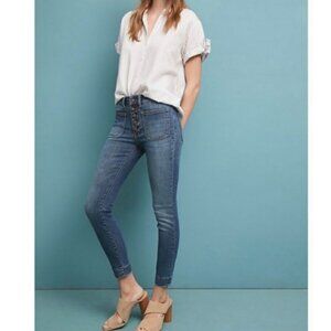 Anthropologie Pilcro High-Rise Denim Legging Button Fly Patch Pocket Size 27